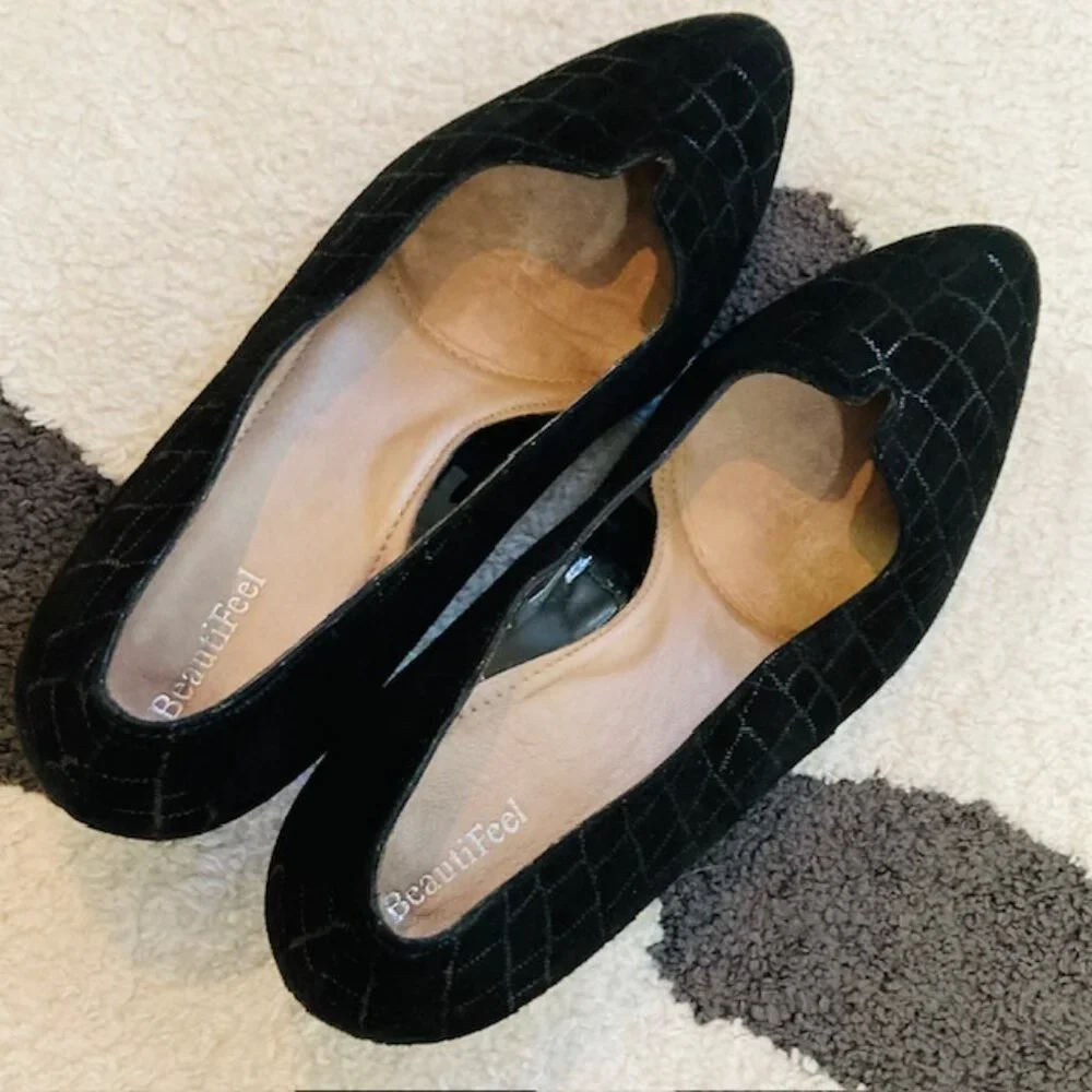 Beautifeel $315 Womens 41 US 10-10.5 Mystique Black Croc Print Kitten Heel Pumps - Picture 4 of 12